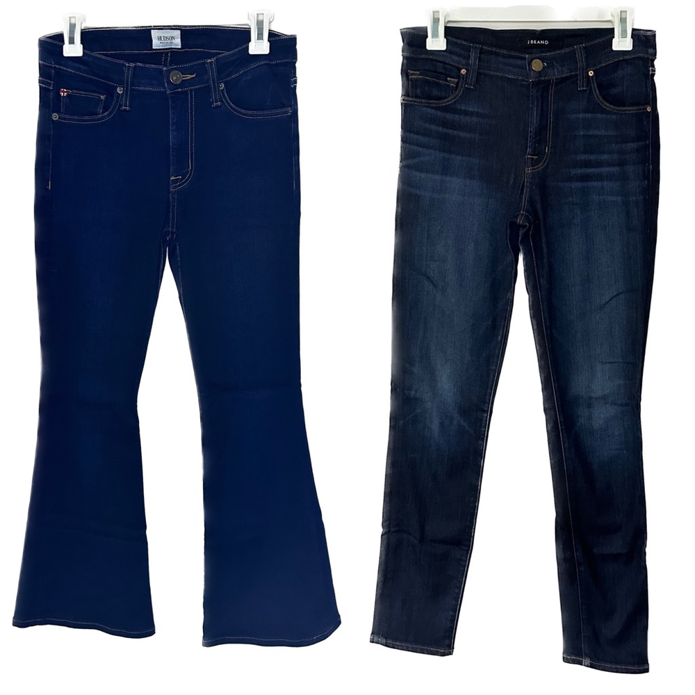 2 Pair Hudson Jeans Ferris Boho Flare Leg J Brand Skinny Jeans Dark Wash Size 28